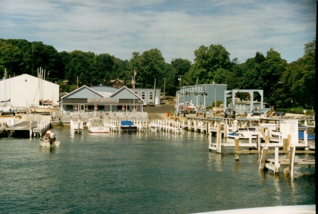 boat dock in front gage marine building